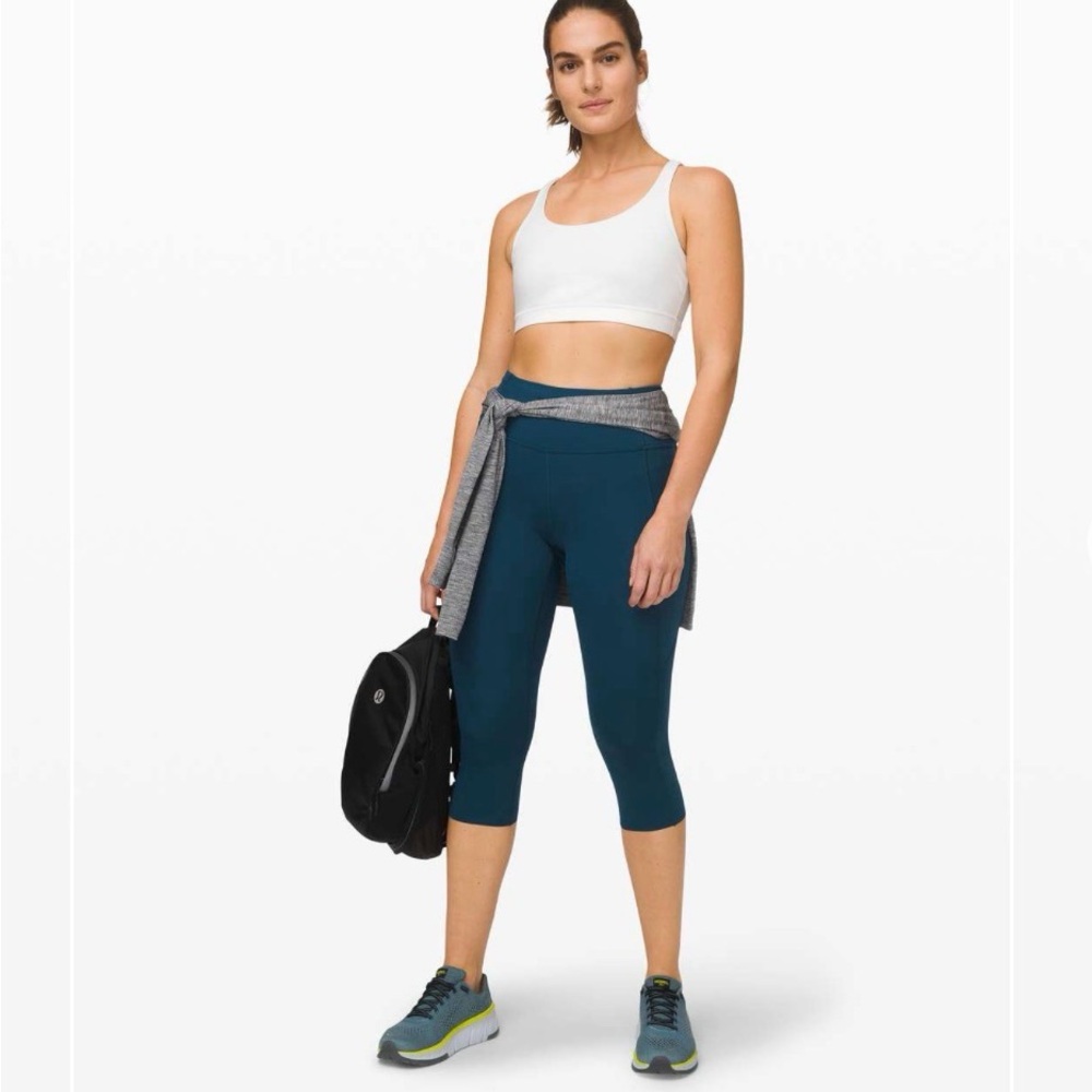 Lululemon Fast and Free High-Rise Crop II Nulux Night Diver Teal size 8 pockets